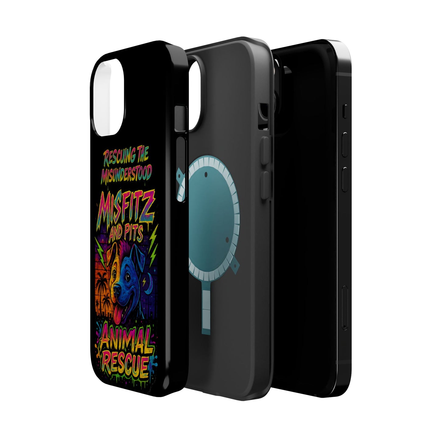Misfits And Pits Animal Rescue Phone Case - Magnetic Tough Case, Dog Lovers, Pet Adoption, Gift for Animal Advocates, Eco-Friendly Design