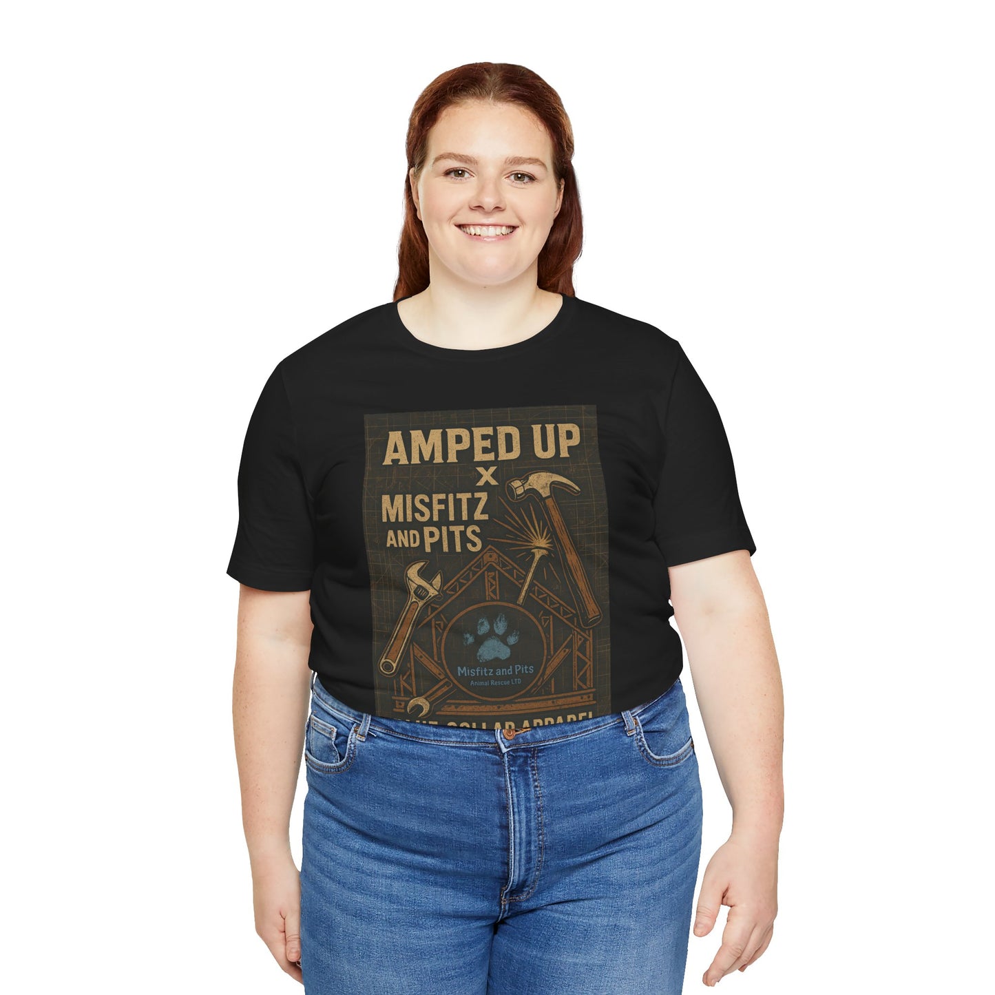 Misfitz and Pits and Amped Up T-Shirt, Unisex Work Tee, Casual Labor Shirt, Gift for Tradespeople, Father's Day Apparel