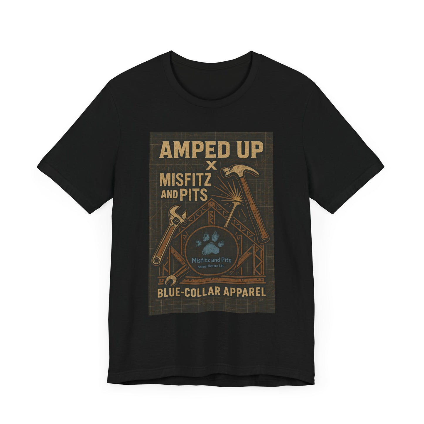 Misfitz and Pits and Amped Up T-Shirt, Unisex Work Tee, Casual Labor Shirt, Gift for Tradespeople, Father's Day Apparel