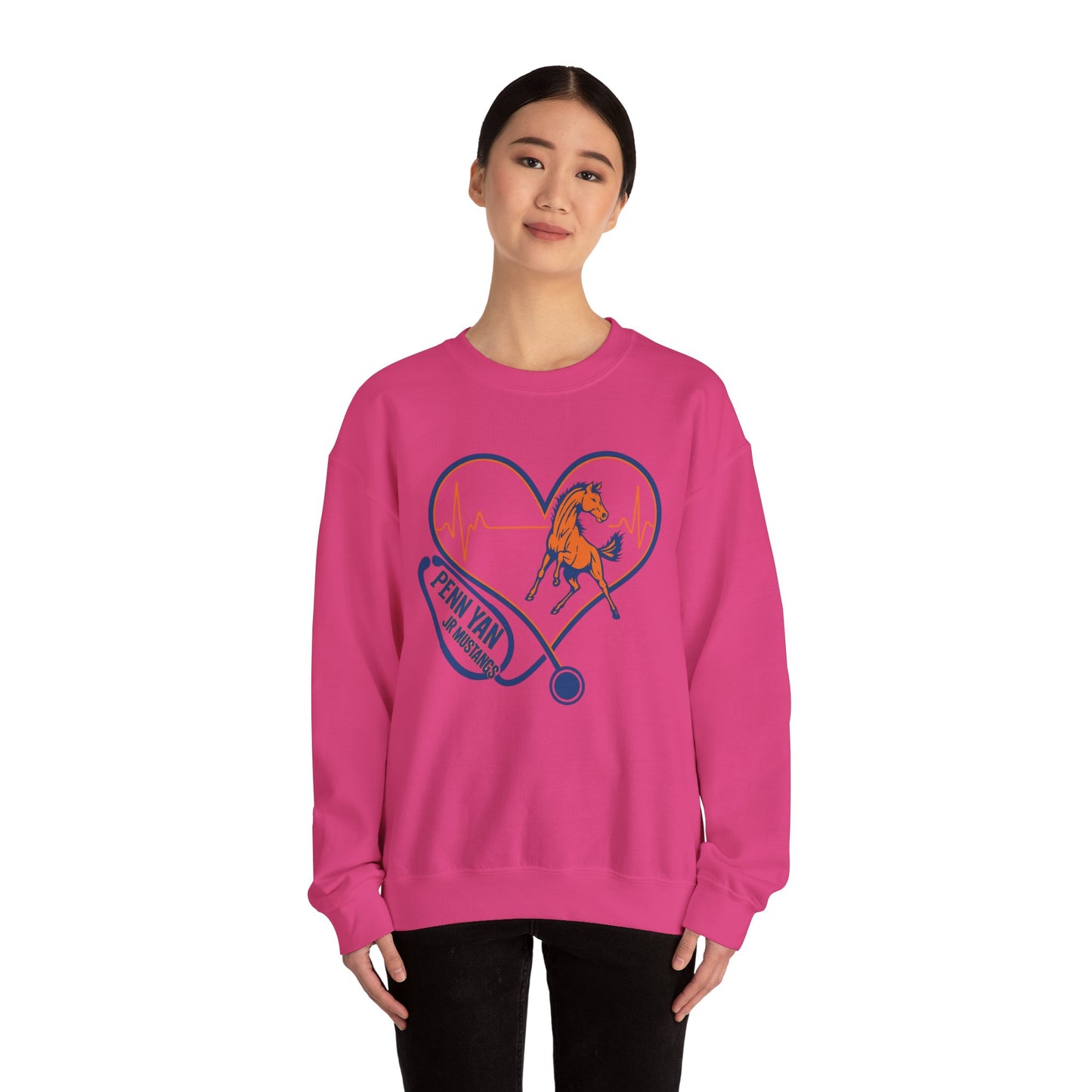 Heartfelt Horse Graphic Crewneck Sweatshirt for Animal Lovers, Cozy Gift for Birthdays, Holidays, Everyday Wear, Equestrian Apparel