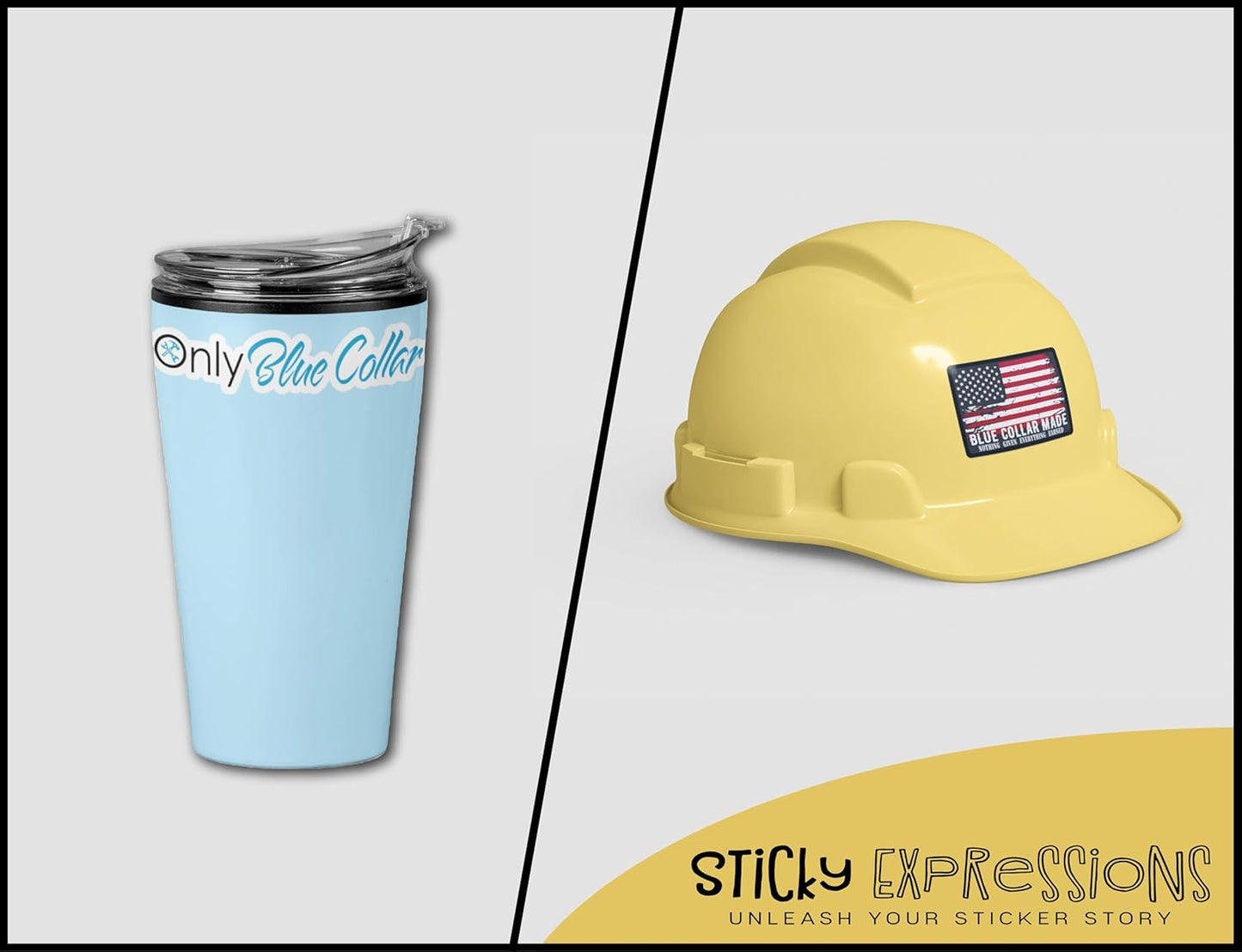 | Only Blue Collar, Dirty Hands Clean Money Sticker & American Flag Hard Hat Stickers for Men (3 Pcs) – Durable, Waterproof Hard Hat Stickers for Men.