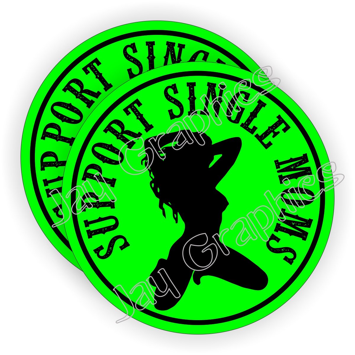 Pair - SUPPORT SINGLE MOMS Hard Hat Stickers Motorcycle Welding Helmet Decals Funny Labels Badges Mechanic Toolbox Laborer Construction Trucker Foreman Scaffold Stripper Dancer Sexy Babe Girl