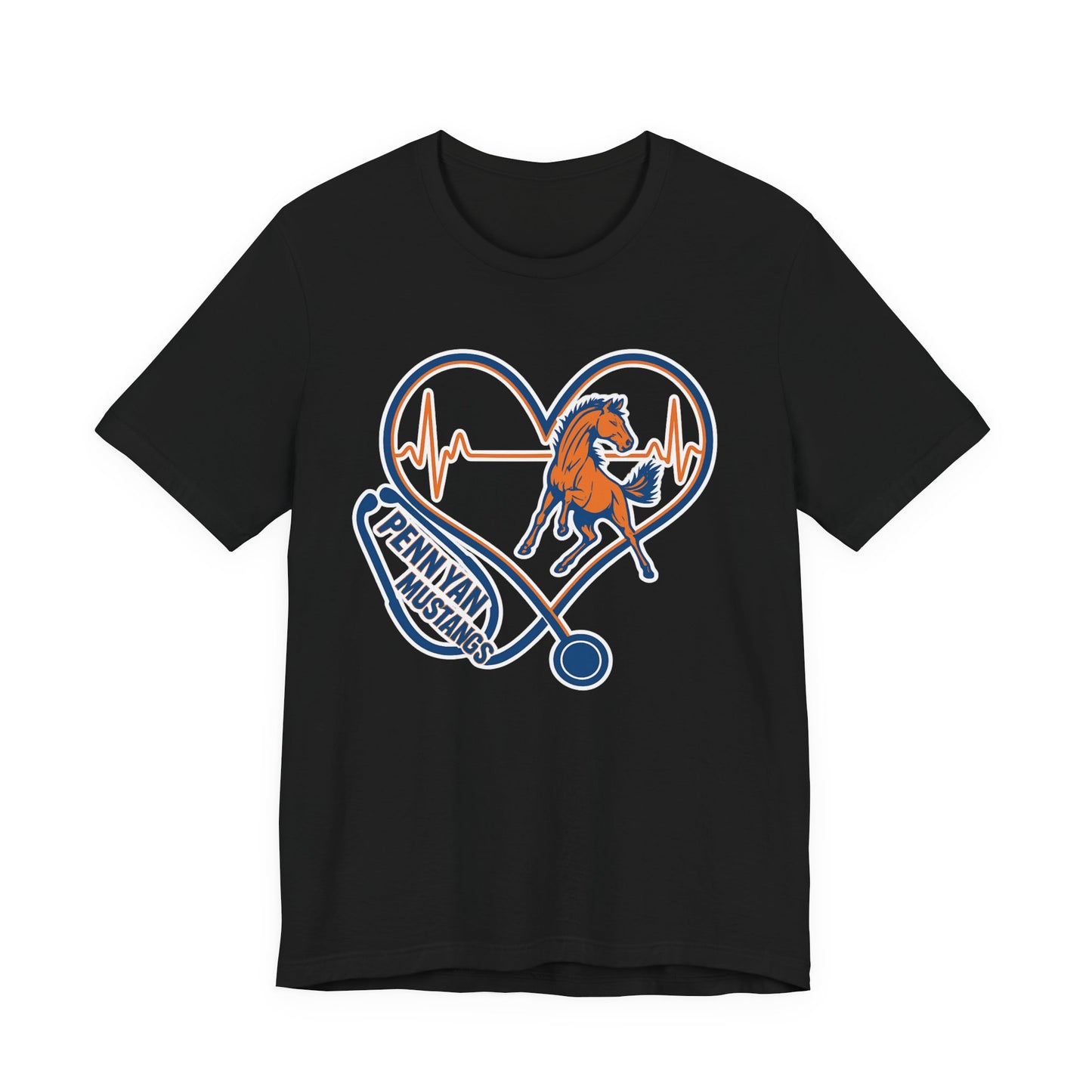 Penn Yan Mustangs Heartbeat Unisex Tee, Equestrian T-Shirt, Horse Lover Gift, Animal Lover Apparel, Casual Wear, Horseback Riding Shirt