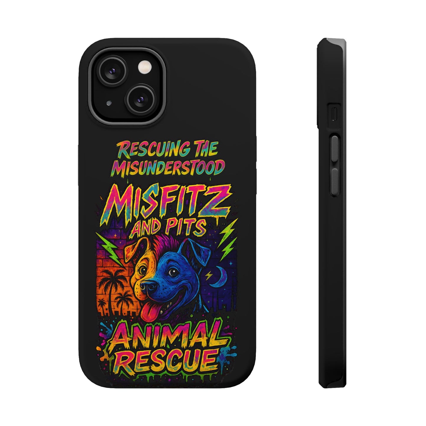 Misfits And Pits Animal Rescue Phone Case - Magnetic Tough Case, Dog Lovers, Pet Adoption, Gift for Animal Advocates, Eco-Friendly Design