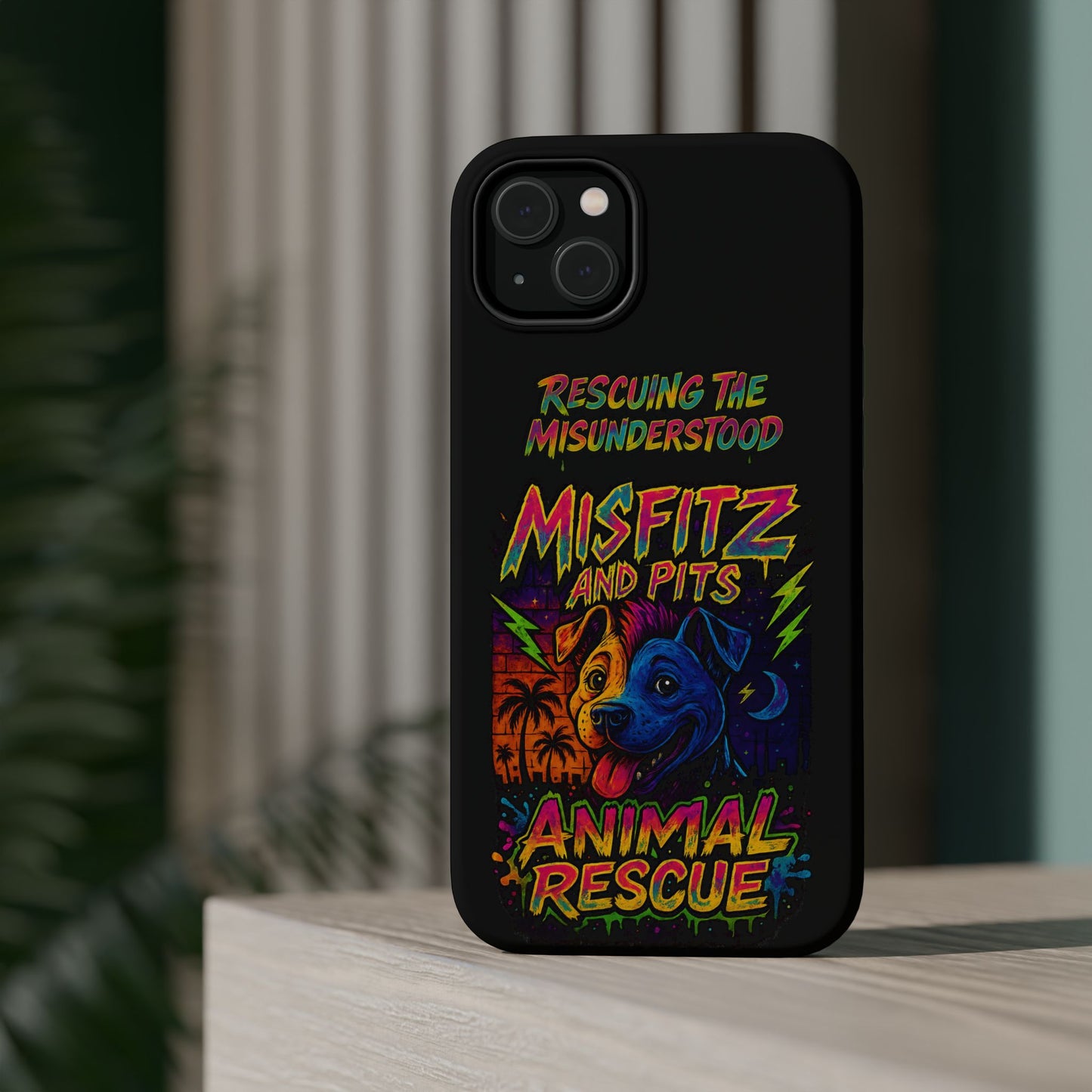 Misfits And Pits Animal Rescue Phone Case - Magnetic Tough Case, Dog Lovers, Pet Adoption, Gift for Animal Advocates, Eco-Friendly Design