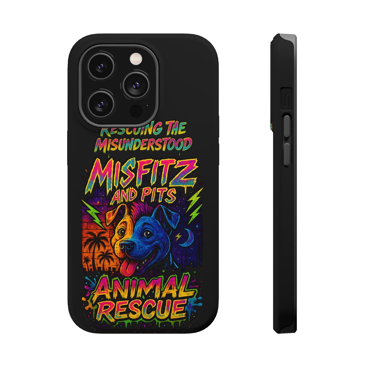 Misfits And Pits Animal Rescue Phone Case - Magnetic Tough Case, Dog Lovers, Pet Adoption, Gift for Animal Advocates, Eco-Friendly Design