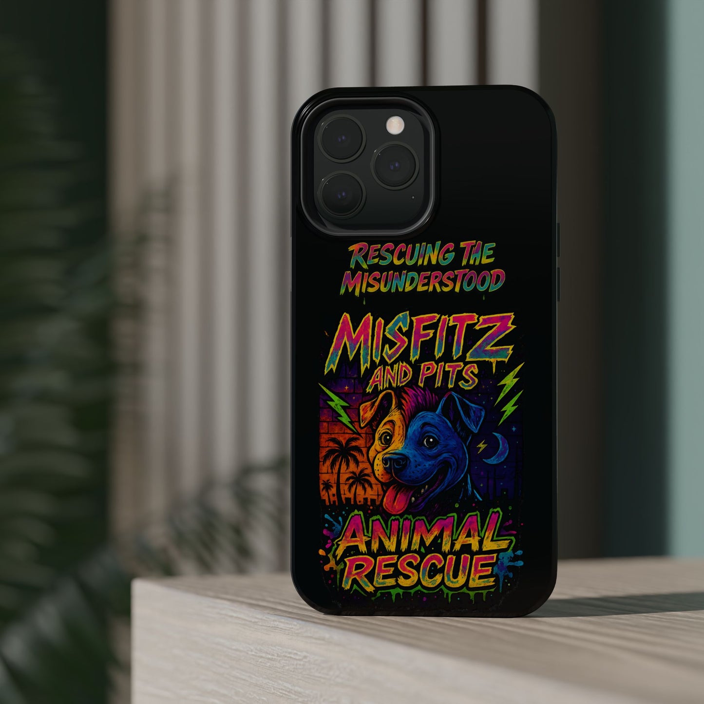 Misfits And Pits Animal Rescue Phone Case - Magnetic Tough Case, Dog Lovers, Pet Adoption, Gift for Animal Advocates, Eco-Friendly Design