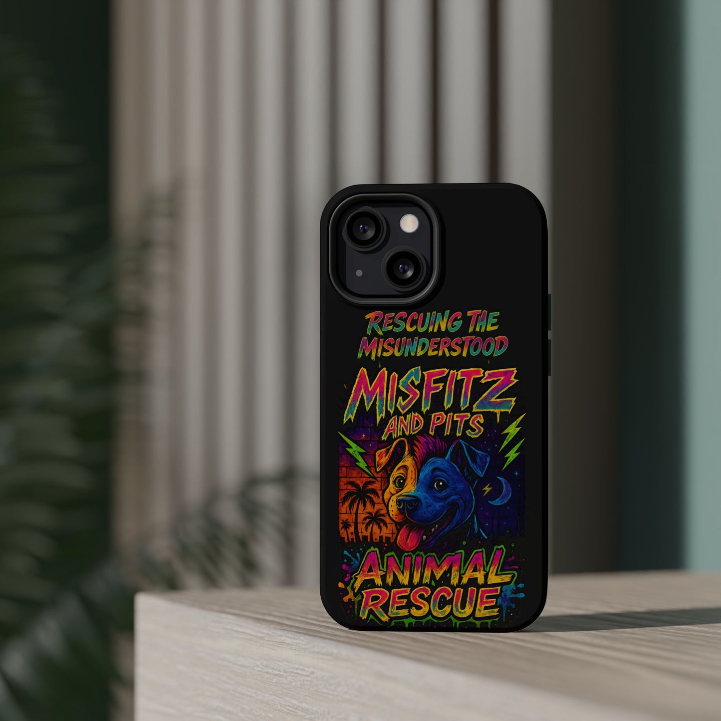 Misfits And Pits Animal Rescue Phone Case - Magnetic Tough Case, Dog Lovers, Pet Adoption, Gift for Animal Advocates, Eco-Friendly Design