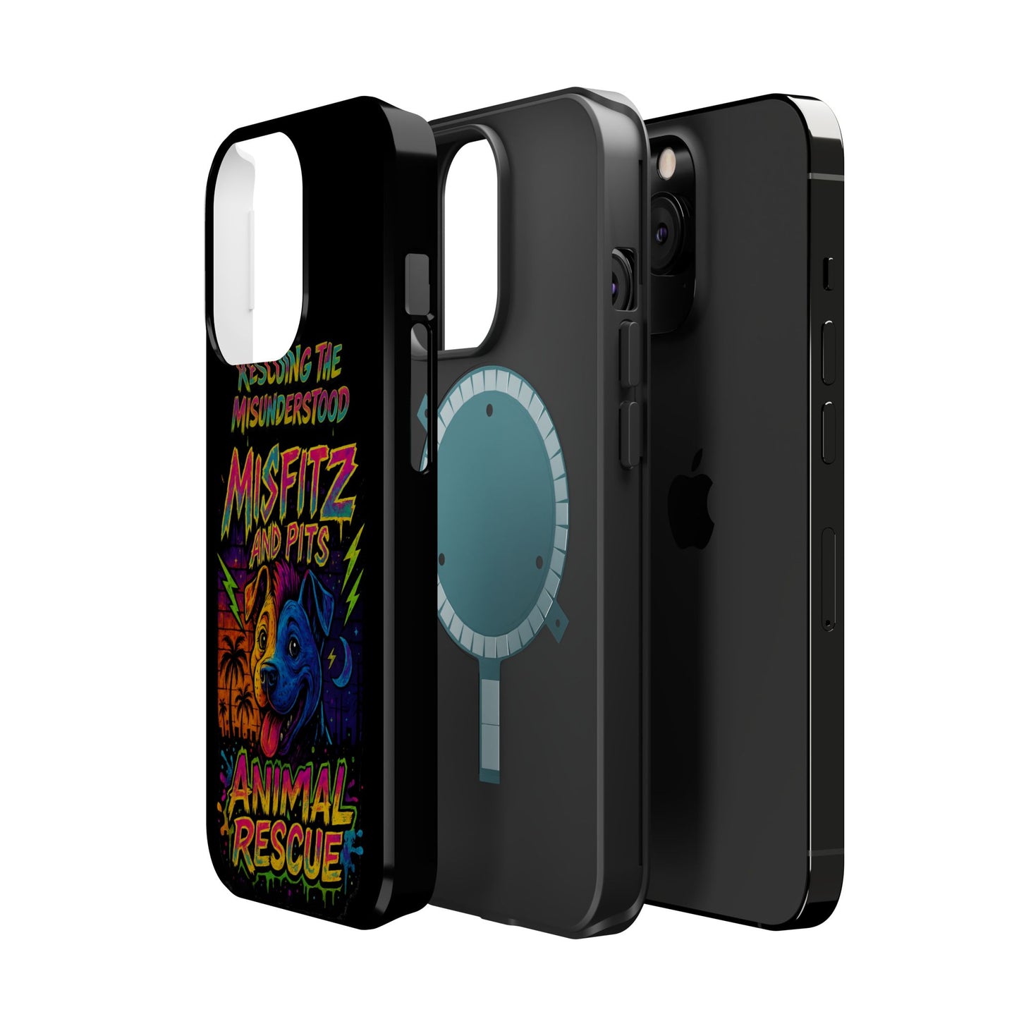 Misfits And Pits Animal Rescue Phone Case - Magnetic Tough Case, Dog Lovers, Pet Adoption, Gift for Animal Advocates, Eco-Friendly Design