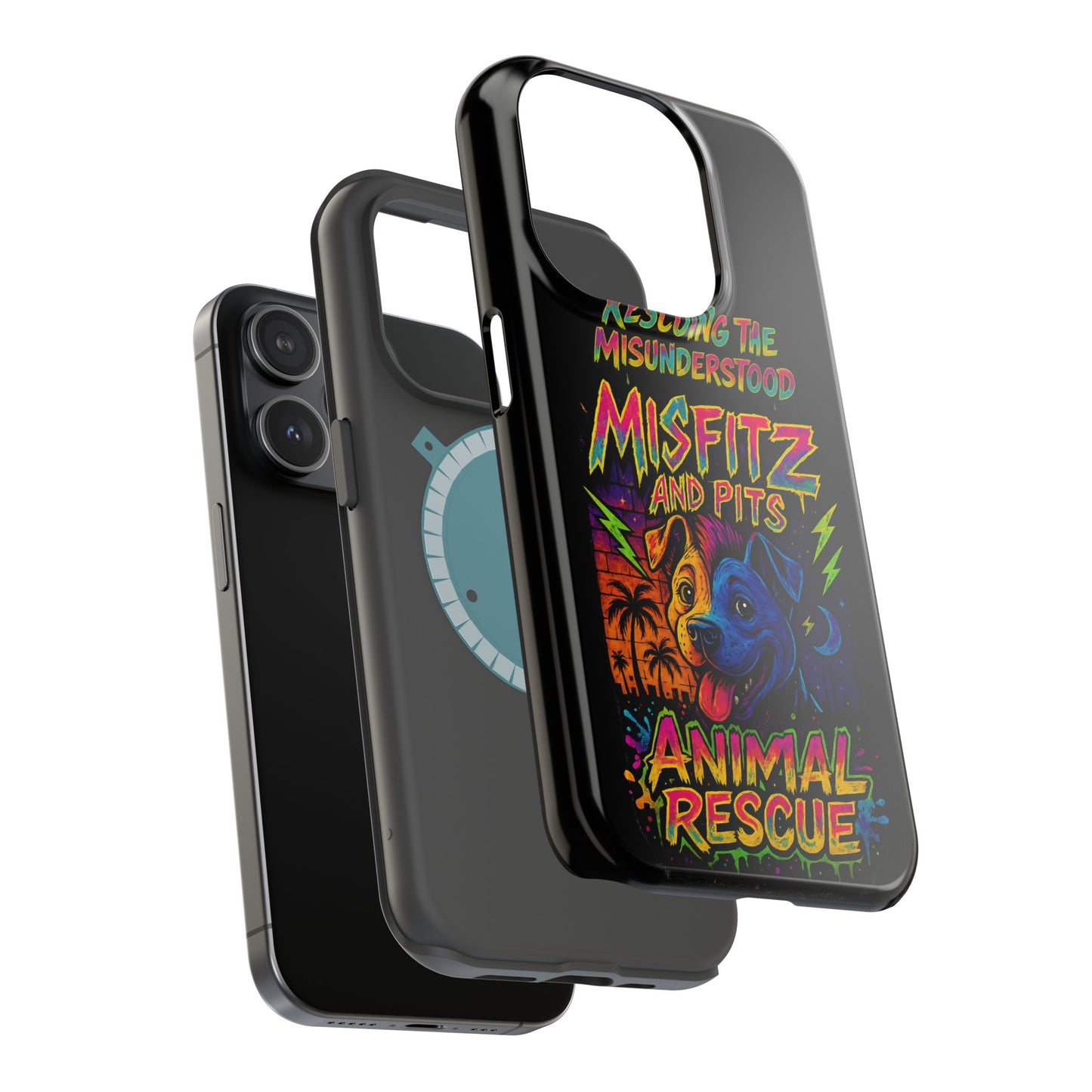 Misfits And Pits Animal Rescue Phone Case - Magnetic Tough Case, Dog Lovers, Pet Adoption, Gift for Animal Advocates, Eco-Friendly Design