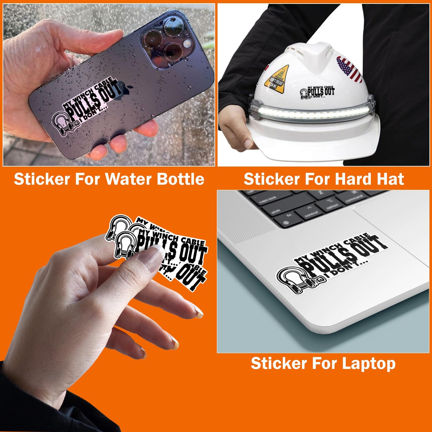 (3PCS) My Winch Cable Pulls Out I Don't Sticker Car Off - Road Die-Cut Waterproof Vinyl Sticker for Hard Hat Laptop Water Bottle Phone Case Cars Stickers Gift Idea for Her Him Adults Kid (2 Inches)