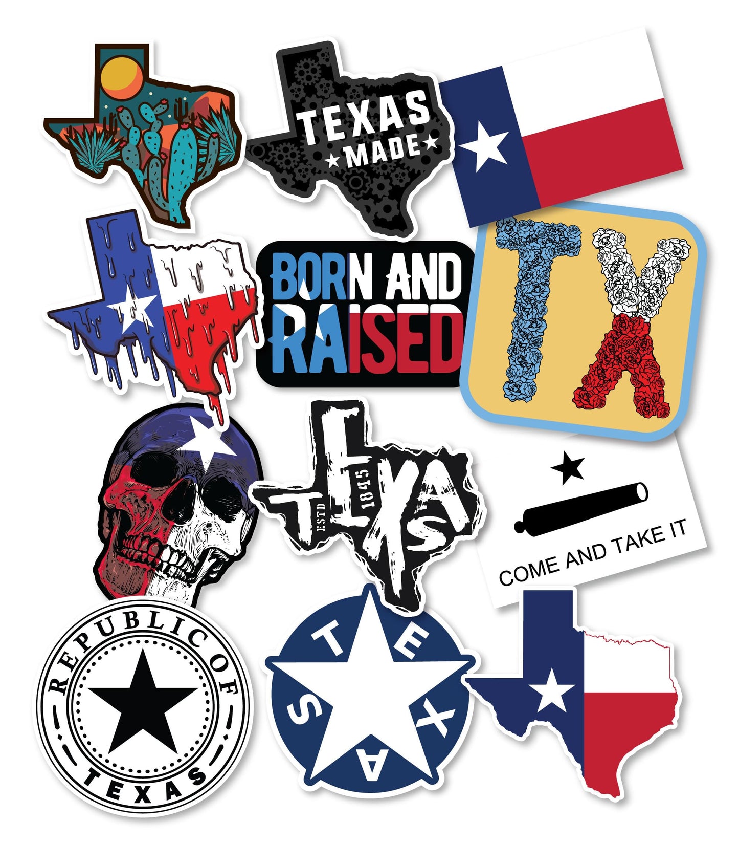 Texas Decal Sticker Pack Lone Star Vinyl Bumper Stickers for Cups, Tumblers, Hardhats, Helmets, Phones, Laptop, Water Bottles (2" (Small, for Phones etc))