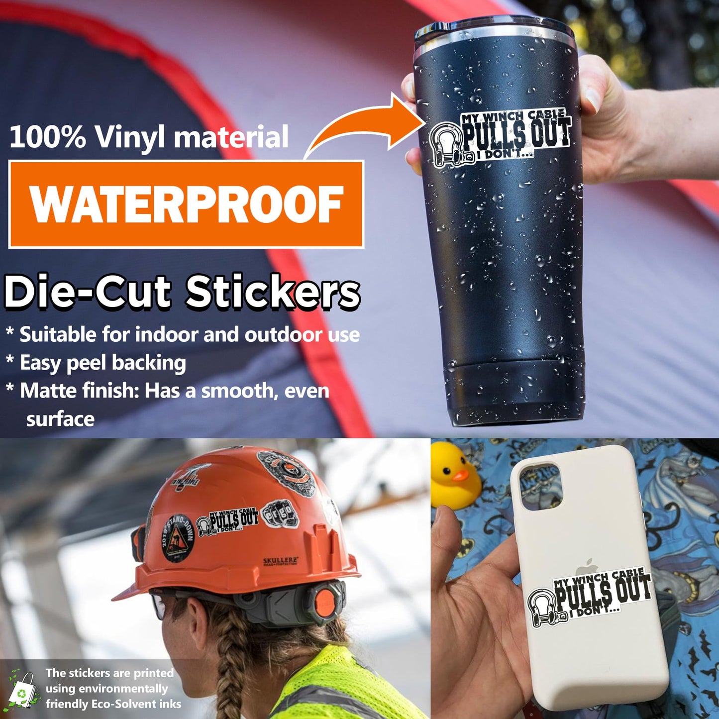 (3PCS) My Winch Cable Pulls Out I Don't Sticker Car Off - Road Die-Cut Waterproof Vinyl Sticker for Hard Hat Laptop Water Bottle Phone Case Cars Stickers Gift Idea for Her Him Adults Kid (2 Inches)