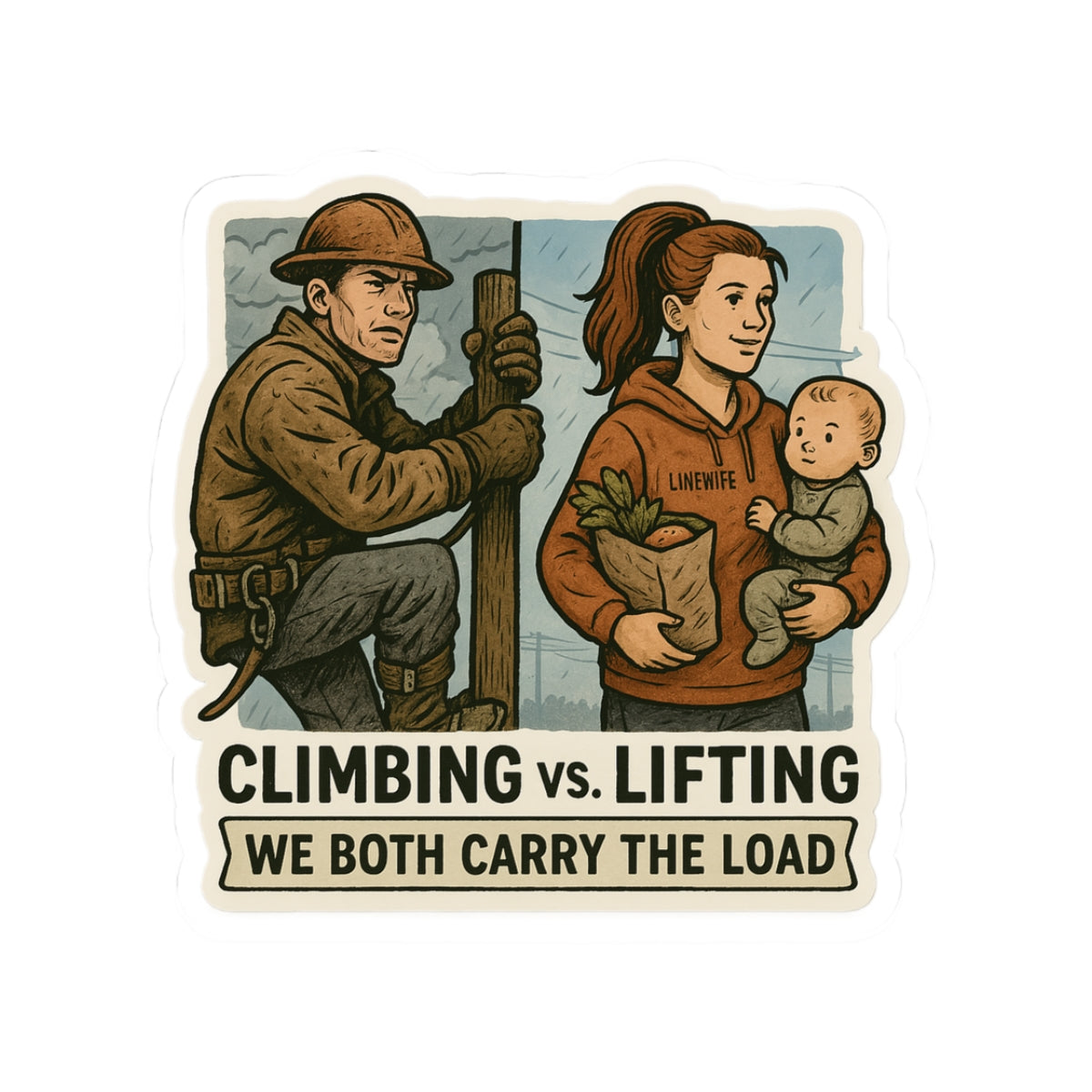 Stickers - Lineman and Lineman's Wife Kiss-Cut Stickers