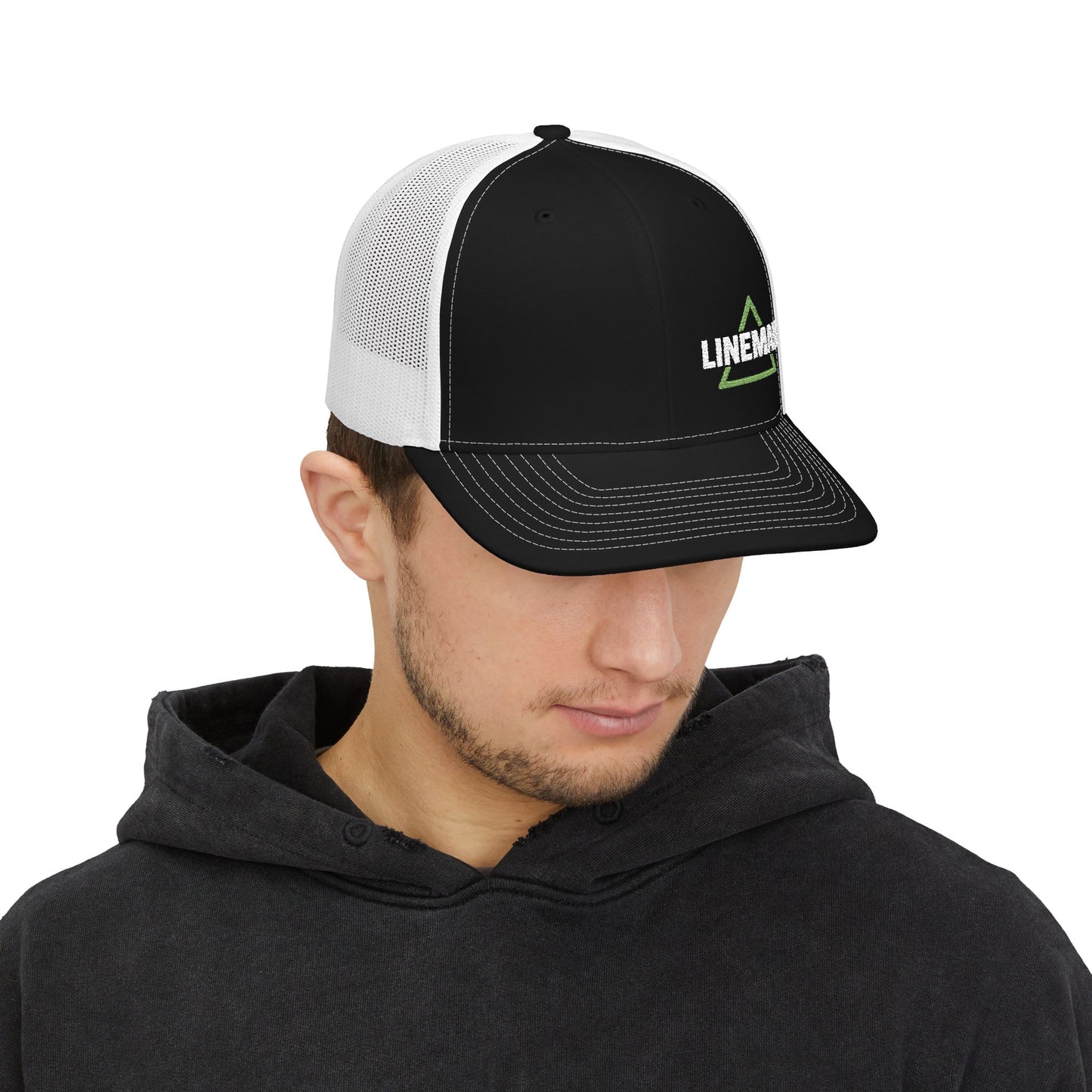 Lineman Delta Symbol Snapback Trucker Cap (Embroidery)