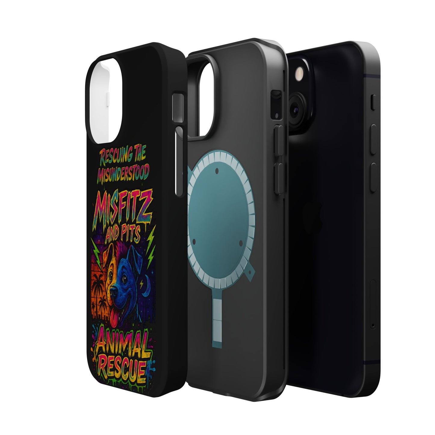 Misfits And Pits Animal Rescue Phone Case - Magnetic Tough Case, Dog Lovers, Pet Adoption, Gift for Animal Advocates, Eco-Friendly Design