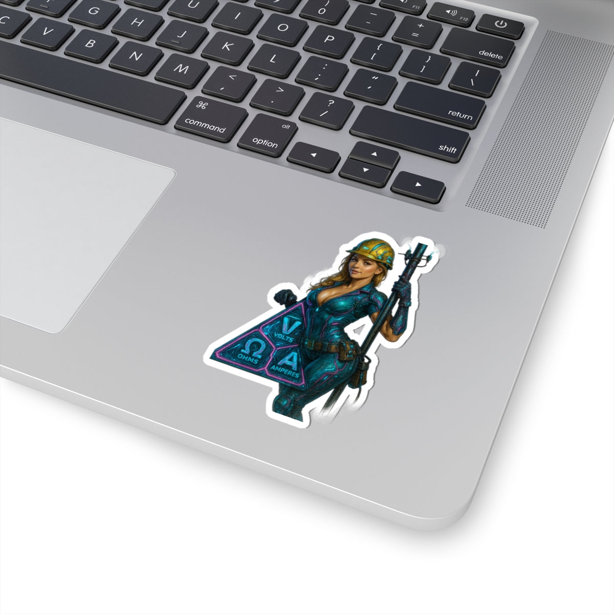 Posing futuristic linewoman Cut Stickers - Vibrant Design for Tech Enthusiasts