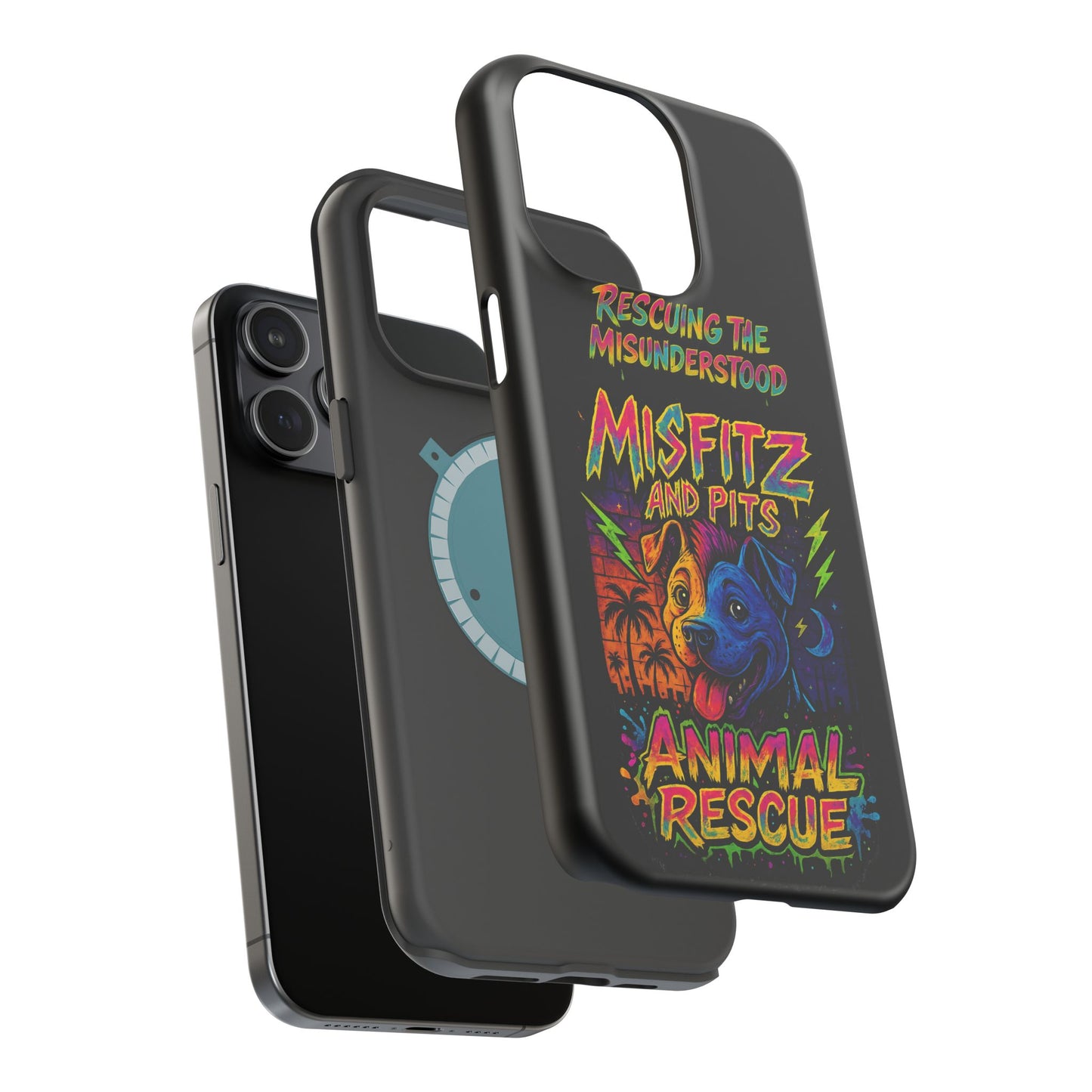 Misfits And Pits Animal Rescue Phone Case - Magnetic Tough Case, Dog Lovers, Pet Adoption, Gift for Animal Advocates, Eco-Friendly Design