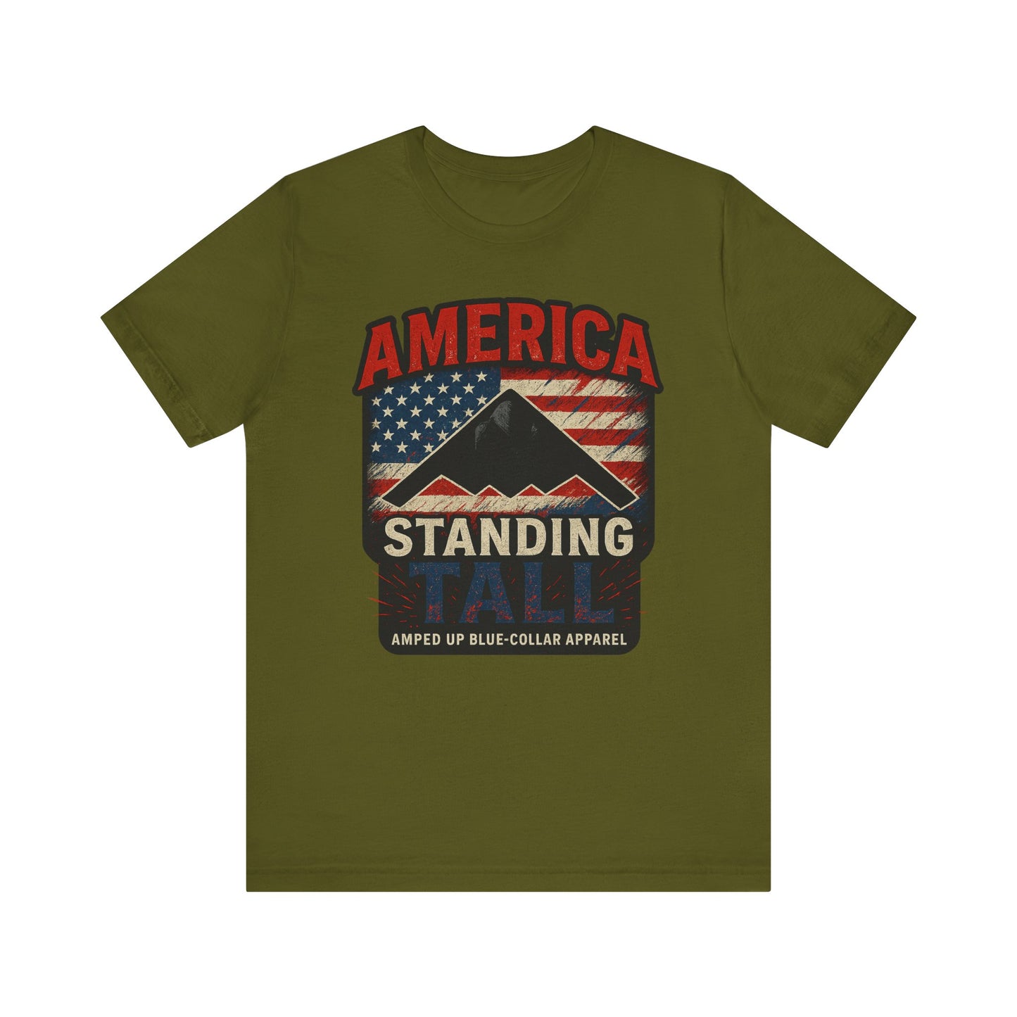 America Standing Tall” – Amped Up Patriot Tee