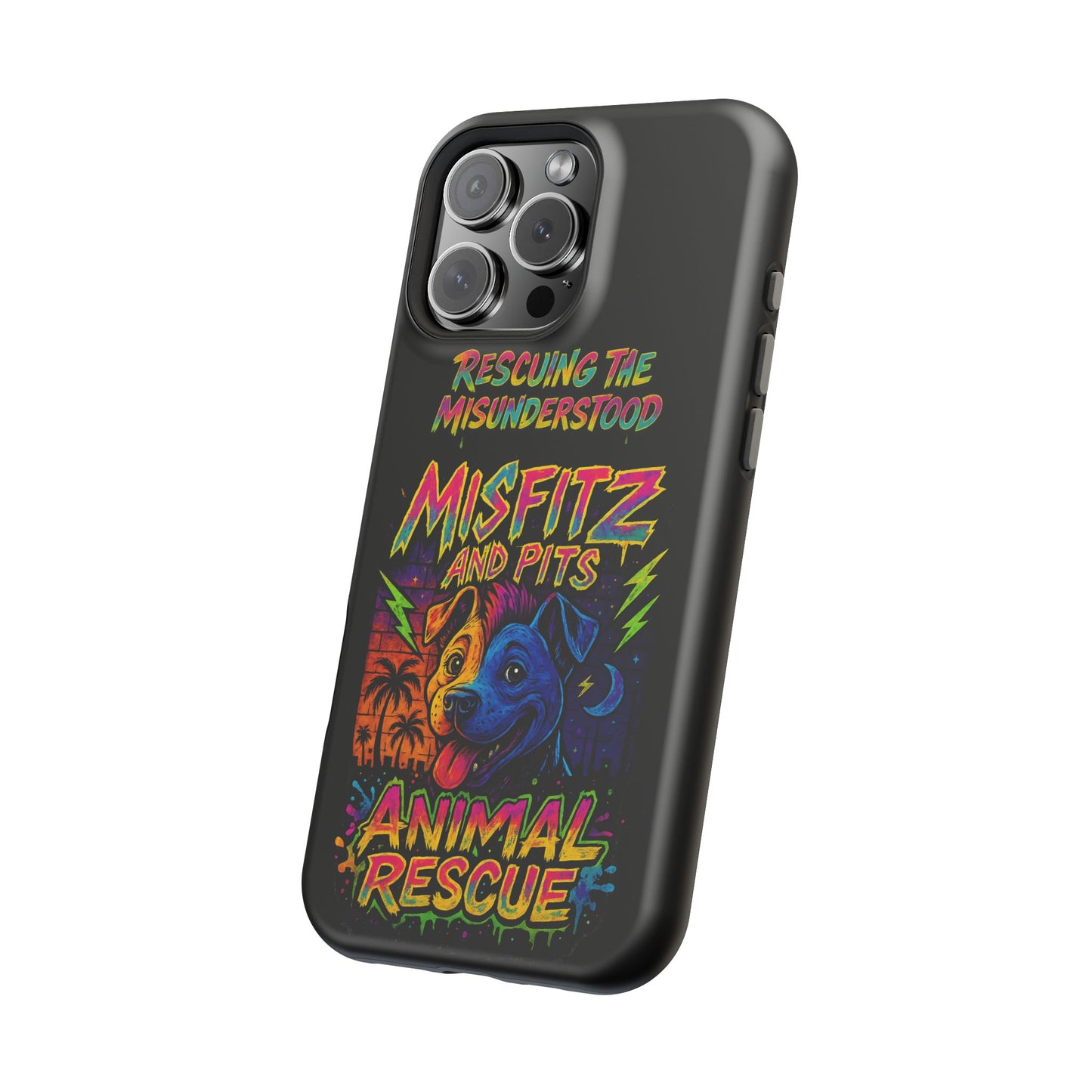Misfits And Pits Animal Rescue Phone Case - Magnetic Tough Case, Dog Lovers, Pet Adoption, Gift for Animal Advocates, Eco-Friendly Design