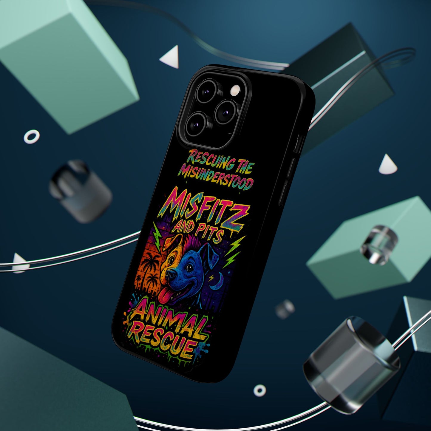 Misfits And Pits Animal Rescue Phone Case - Magnetic Tough Case, Dog Lovers, Pet Adoption, Gift for Animal Advocates, Eco-Friendly Design