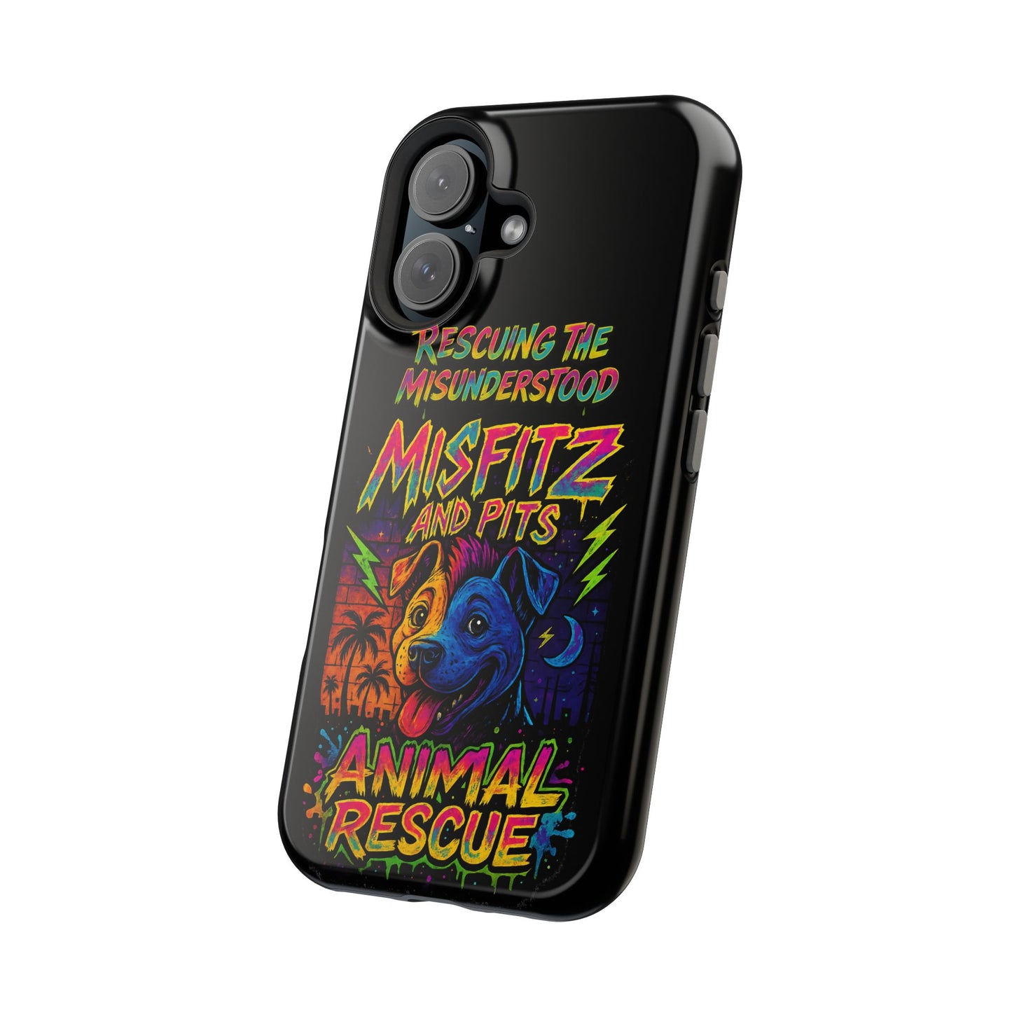 Misfits And Pits Animal Rescue Phone Case - Magnetic Tough Case, Dog Lovers, Pet Adoption, Gift for Animal Advocates, Eco-Friendly Design