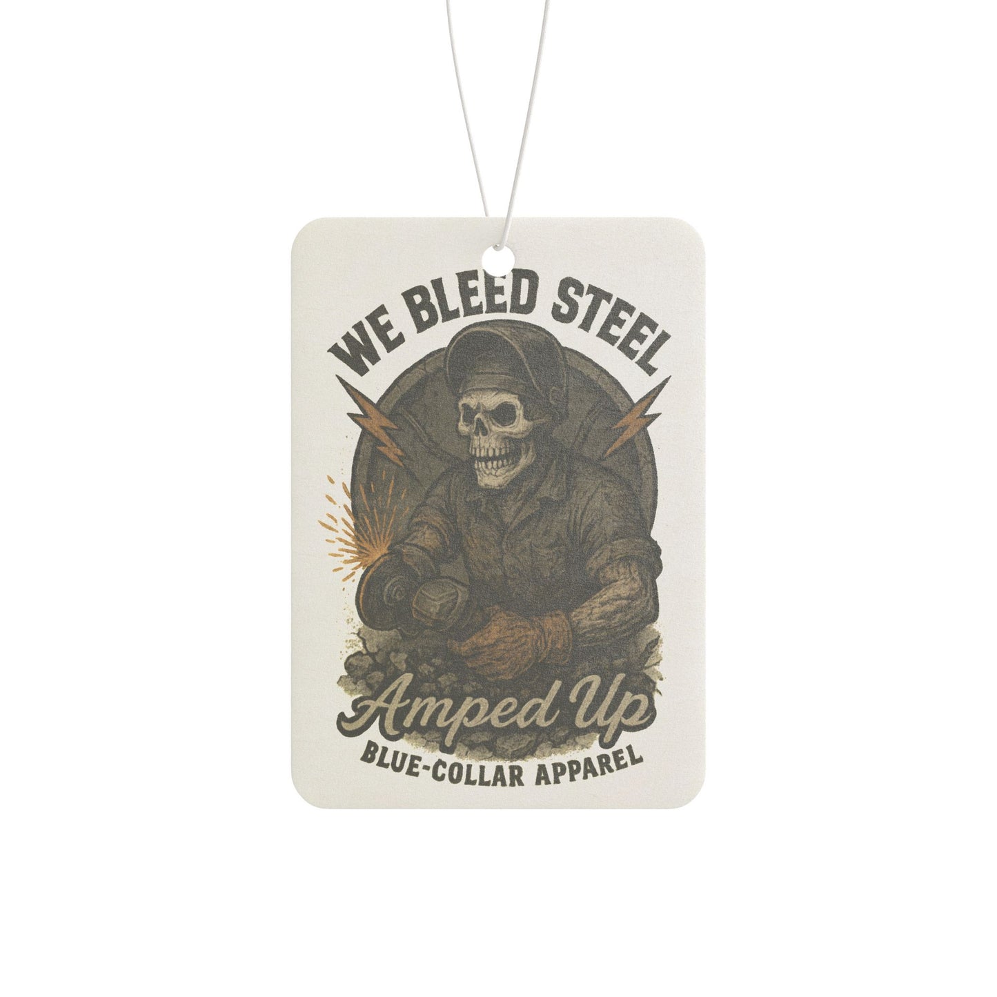 Steel-Blooded Car Air Freshener | Skull Design Car Decor, Automotive Gift, Unique Car Accessories, Blue-Collar Vibe, Road Trip Essentials