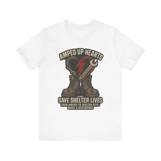 Amped Up Hearts Unisex Tee, Save Shelter Lives Shirt, Heartfelt Volunteer Tee, Animal Rescue Apparel, Thoughtful Gift for Animal Lovers