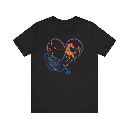 Penn Yan JR Mustangs  Heartbeat Tee, Horse Lover's Shirt, Vet Gift, Animal Rights Awareness T-Shirt, Horseback Riding Gear, Country Style Fashion