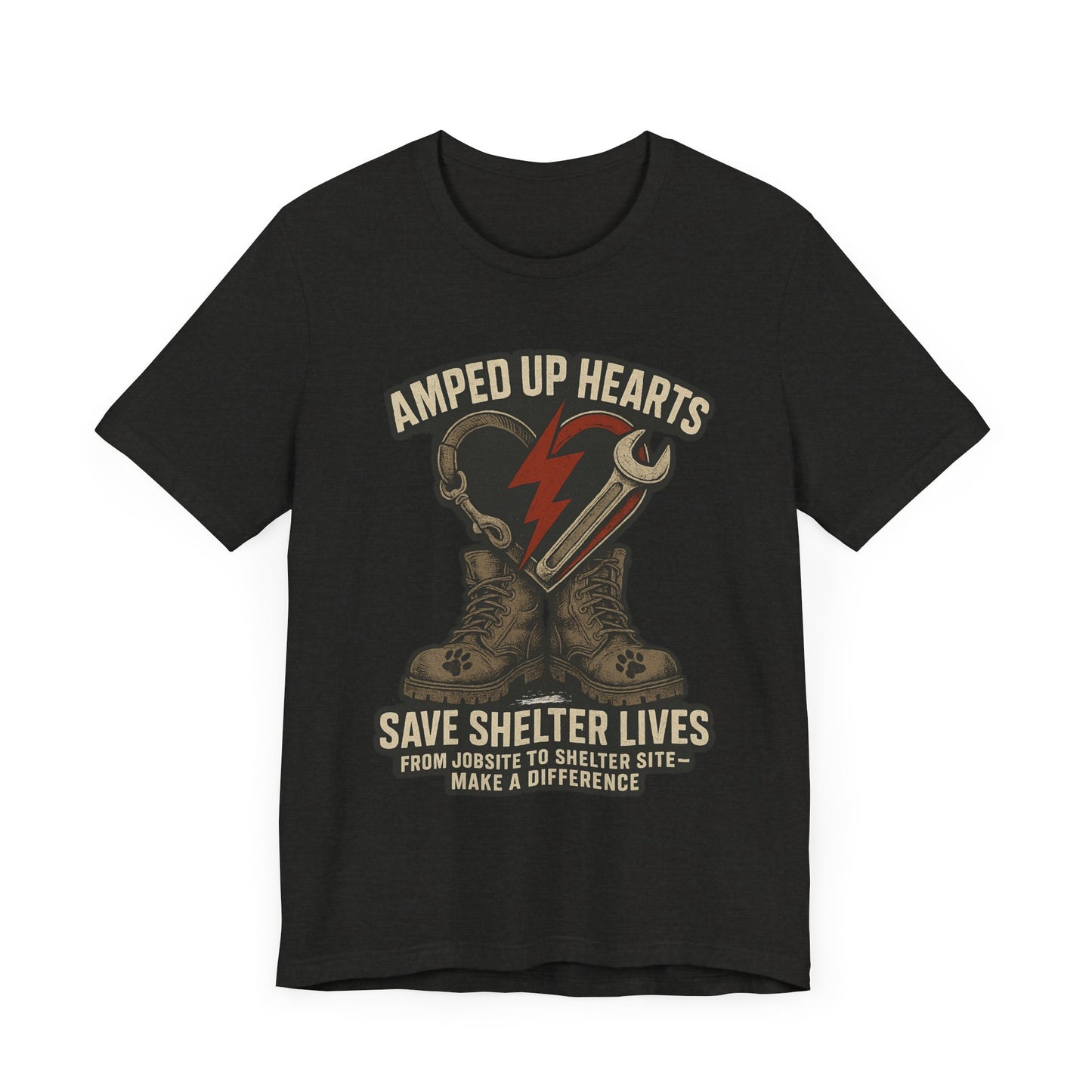 Amped Up Hearts Unisex Tee, Save Shelter Lives Shirt, Heartfelt Volunteer Tee, Animal Rescue Apparel, Thoughtful Gift for Animal Lovers