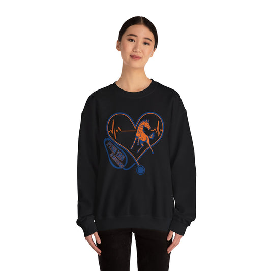 Heartfelt Horse Graphic Crewneck Sweatshirt for Animal Lovers, Cozy Gift for Birthdays, Holidays, Everyday Wear, Equestrian Apparel