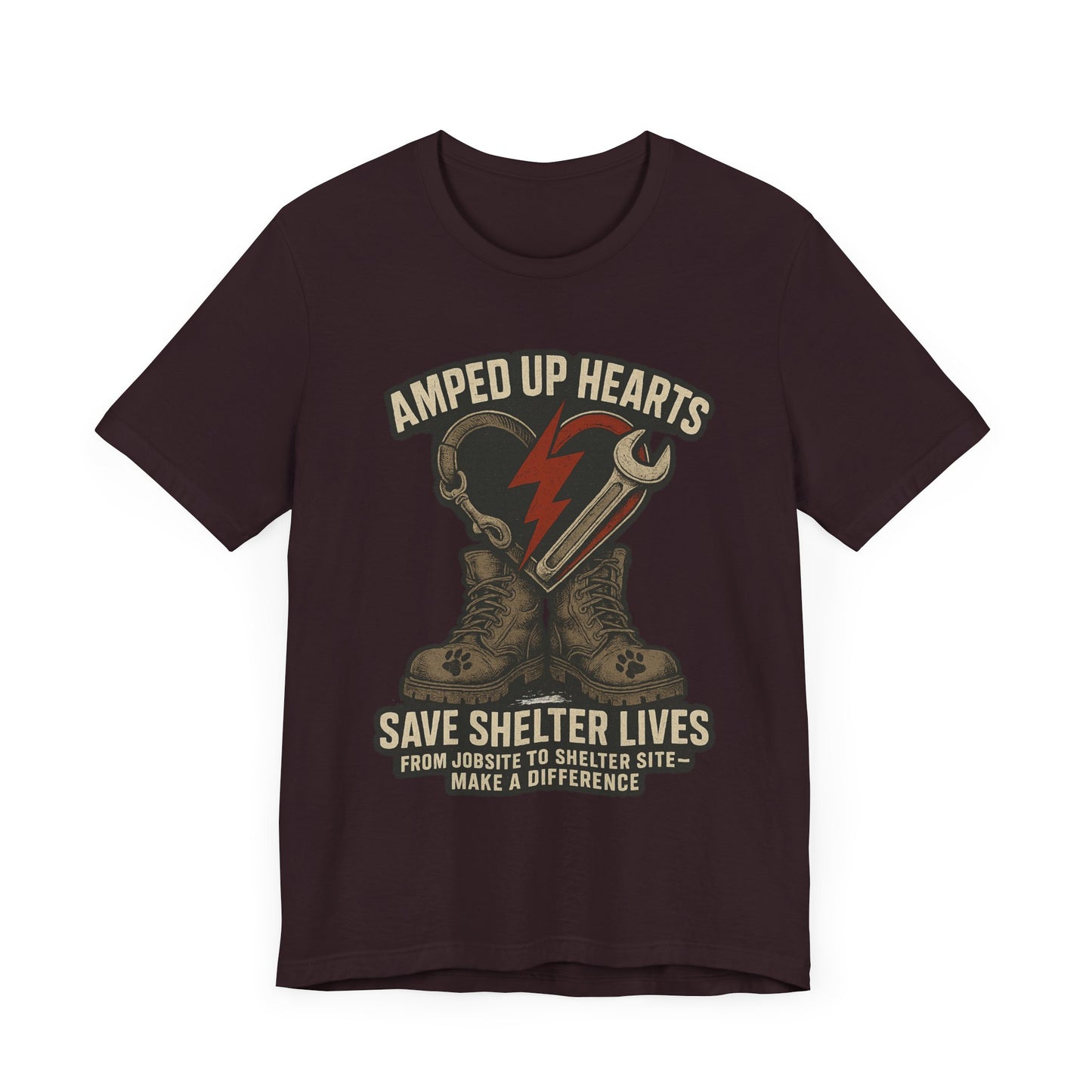 Amped Up Hearts Unisex Tee, Save Shelter Lives Shirt, Heartfelt Volunteer Tee, Animal Rescue Apparel, Thoughtful Gift for Animal Lovers