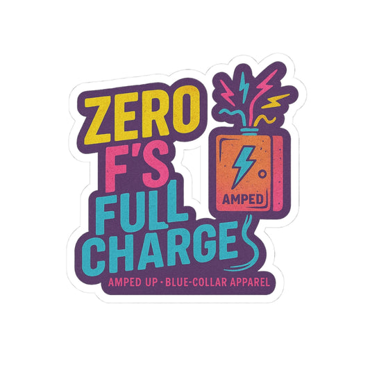 Zero F's Full Charge Kiss-Cut Stickers - Fun and Bold Laptop Decor