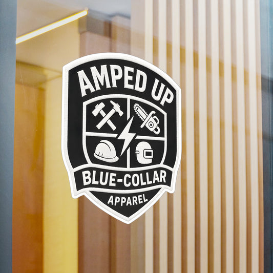 Blue-Collar Pride Kiss-Cut Vinyl Decals - Amped Up Design for Workspaces & Gear