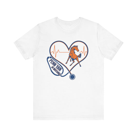 Penn Yan JR Mustangs  Heartbeat Tee, Horse Lover's Shirt, Vet Gift, Animal Rights Awareness T-Shirt, Horseback Riding Gear, Country Style Fashion