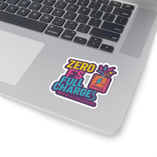 Zero F's Full Charge Kiss-Cut Stickers - Fun and Bold Laptop Decor