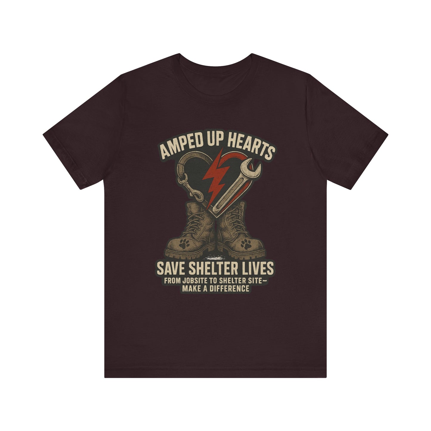 Amped Up Hearts Unisex Tee, Save Shelter Lives Shirt, Heartfelt Volunteer Tee, Animal Rescue Apparel, Thoughtful Gift for Animal Lovers