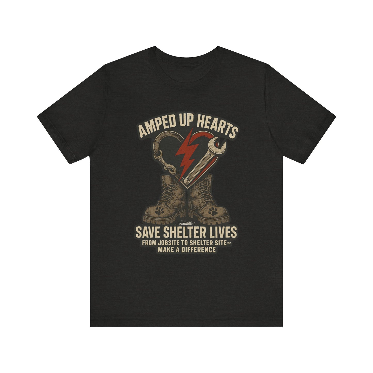 Amped Up Hearts Unisex Tee, Save Shelter Lives Shirt, Heartfelt Volunteer Tee, Animal Rescue Apparel, Thoughtful Gift for Animal Lovers