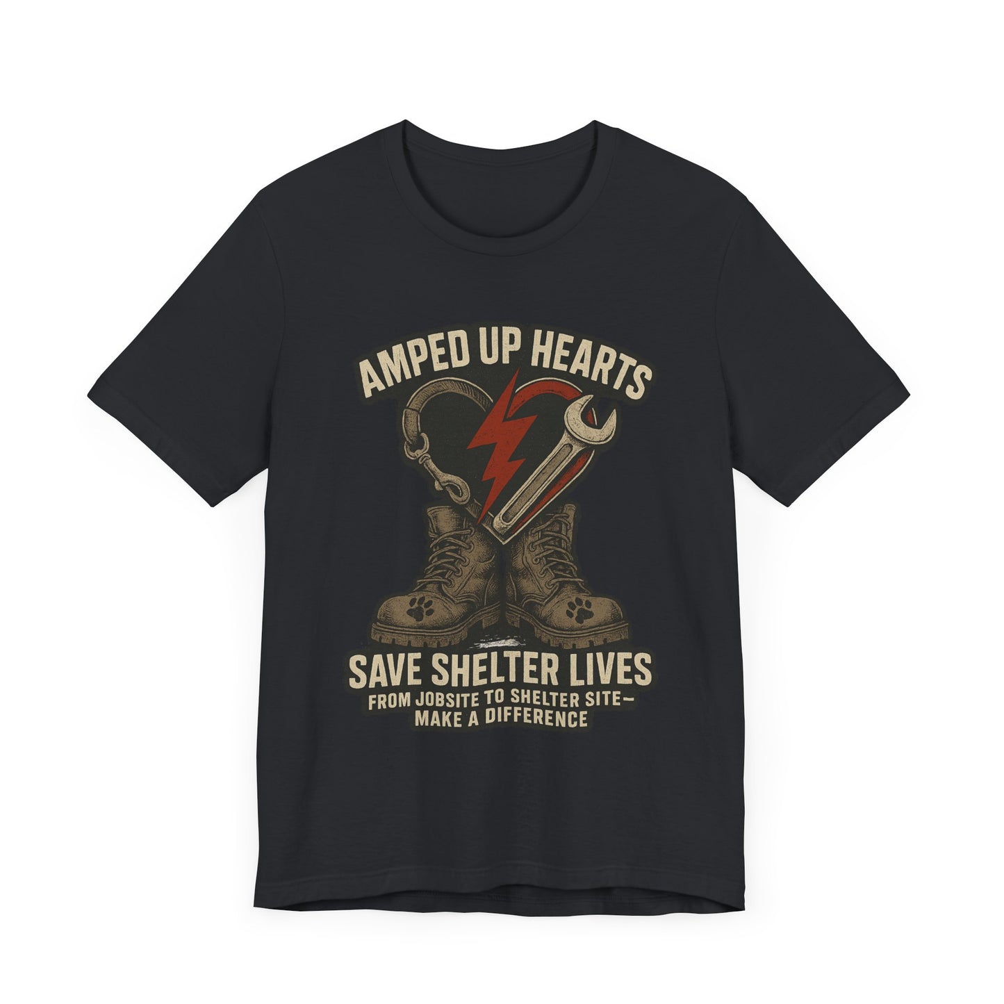 Amped Up Hearts Unisex Tee, Save Shelter Lives Shirt, Heartfelt Volunteer Tee, Animal Rescue Apparel, Thoughtful Gift for Animal Lovers