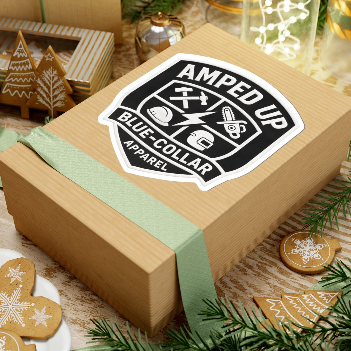 Amped Up Blue-Collar Kiss-Cut Stickers - Durable and Stylish for Tradespeople