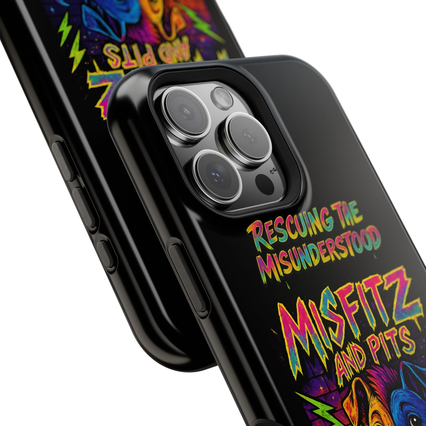 Misfits And Pits Animal Rescue Phone Case - Magnetic Tough Case, Dog Lovers, Pet Adoption, Gift for Animal Advocates, Eco-Friendly Design