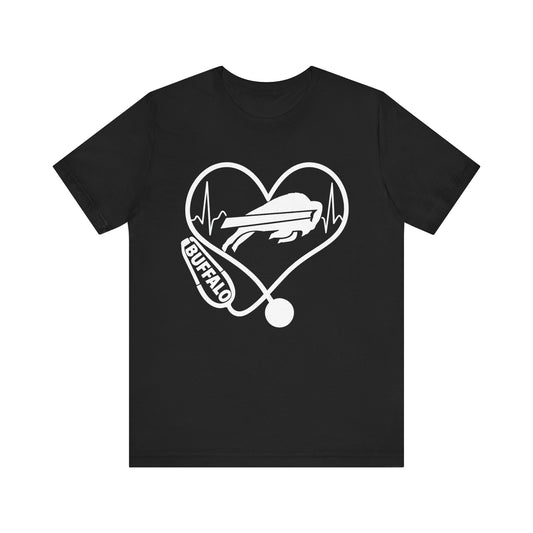 Buffalo Bills Heartbeat Unisex Tee, Casual Fashion, Gift for Buffalonians, Heartbeat T-shirt, City Pride Wear