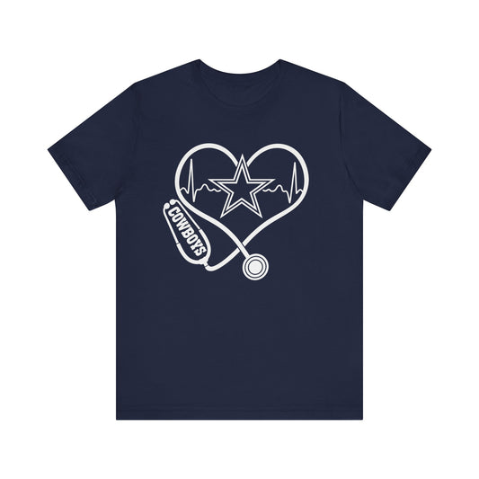 Dallas Nurse Jersey Tee - Casual Wear, Gift Idea, Heart Design, Fun Fashion, Everyday Comfort