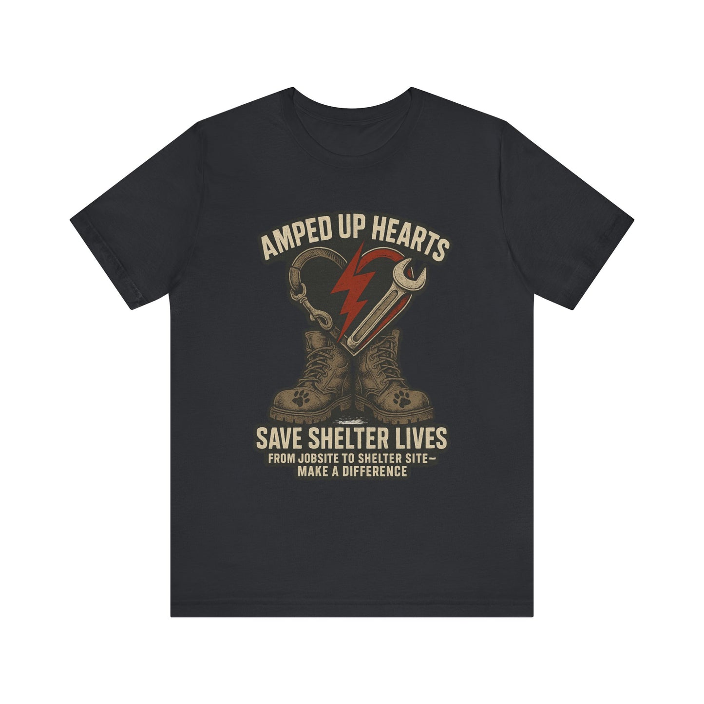 Amped Up Hearts Unisex Tee, Save Shelter Lives Shirt, Heartfelt Volunteer Tee, Animal Rescue Apparel, Thoughtful Gift for Animal Lovers