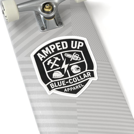 Amped Up Blue-Collar Kiss-Cut Stickers - Durable and Stylish for Tradespeople