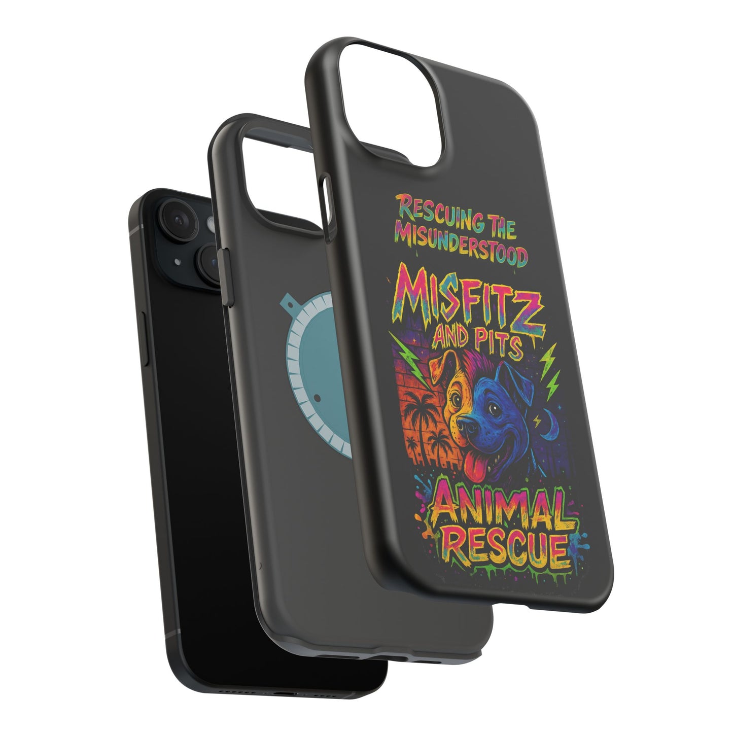 Misfits And Pits Animal Rescue Phone Case - Magnetic Tough Case, Dog Lovers, Pet Adoption, Gift for Animal Advocates, Eco-Friendly Design