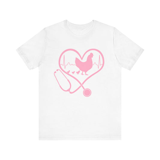 Cute Chicken Heartbeat Tee, Animal Lover T-Shirt, Veterinary Gift, Farm Animal Apparel, Eco-Friendly Fashion