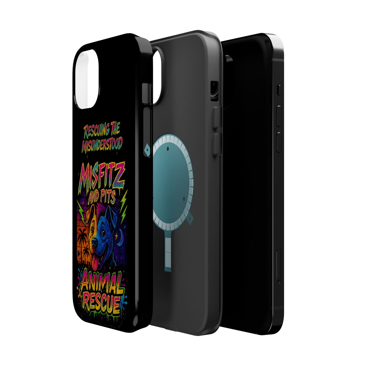 Misfits And Pits Animal Rescue Phone Case - Magnetic Tough Case, Dog Lovers, Pet Adoption, Gift for Animal Advocates, Eco-Friendly Design