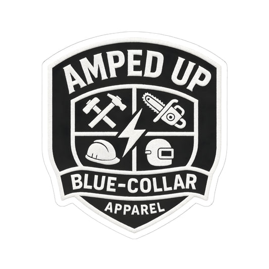 Amped Up Blue-Collar Kiss-Cut Stickers - Durable and Stylish for Tradespeople