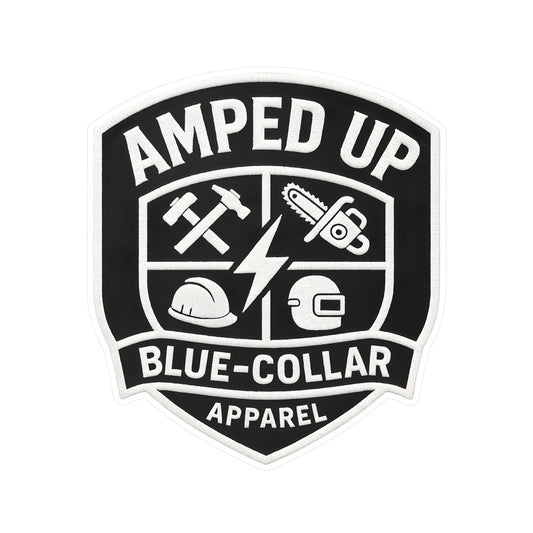 Blue-Collar Pride Kiss-Cut Vinyl Decals - Amped Up Design for Workspaces & Gear